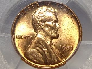 1951 Lincoln Cent MS65 PCGS Red