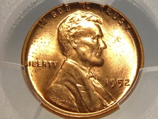 1952 Lincoln Cent MS65 Red PCGS