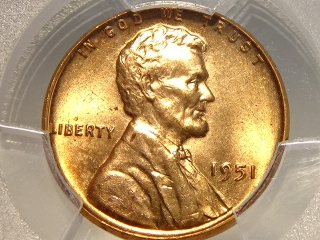 1951 Lincoln Cent MS65 Red PCGS