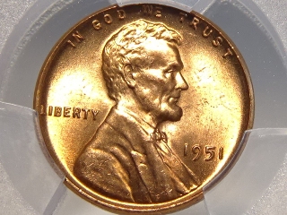 1951 Lincoln Cent MS65 Red PCGS