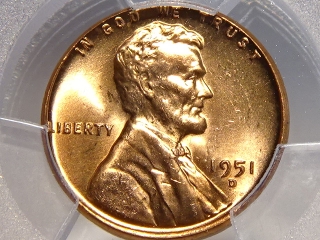 1951-D Lincoln Cent MS65 Red PCGS