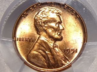 1951 Lincoln Cent MS65 Red PCGS