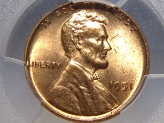 1951 Lincoln Cent MS65 Red PCGS