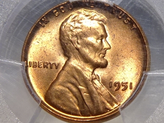 1951 Lincoln Cent MS65 Red PCGS