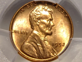 1952 Lincoln Cent MS65 Red PCGS