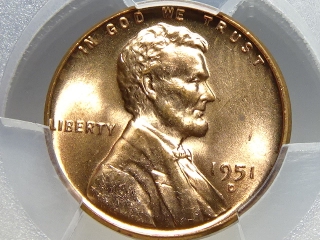 1951-D Lincoln Cent MS65 Red PCGS