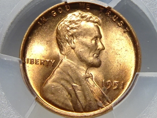 1951 Lincoln Cent MS65 Red PCGS