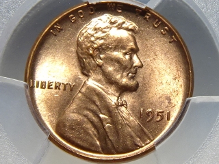 1951 Lincoln Cent MS65 Red PCGS
