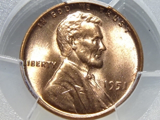 1951 Lincoln Cent MS65 Red PCGS