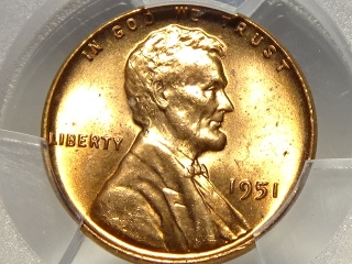 1951 Lincoln Cent MS65 Red PCGS