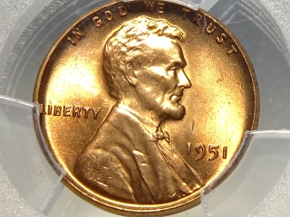 1951 Lincoln Cent MS65 Red PCGS