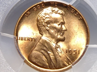 1951 Lincoln Cent MS65 Red PCGS