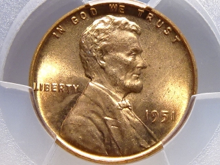 1951 Lincoln Cent MS65 Red PCGS