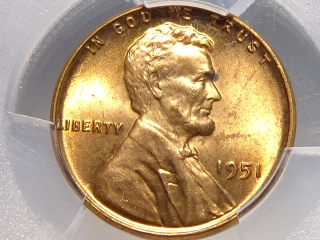 1951 Lincoln Cent MS65 Red PCGS