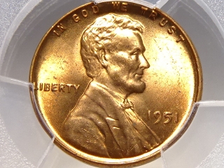 1951 Lincoln Cent MS65 Red PCGS