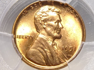 1951 Lincoln Cent MS65 Red PCGS