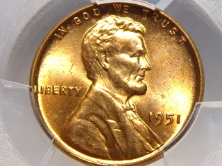 1951 Lincoln Cent MS65 Red PCGS