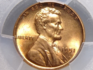 1951 Lincoln Cent MS65 Red PCGS