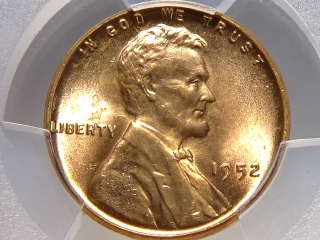 1952 Lincoln Cent MS65 Red PCGS