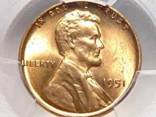 1951 Lincoln Cent MS65 Red PCGS