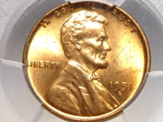 1951-D Lincoln Cent MS65 Red PCGS