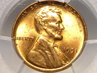 1951 Lincoln Cent MS65 Red PCGS