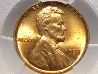 1951 Lincoln Cent MS65 Red PCGS