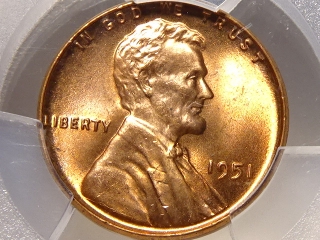 1951 Lincoln Cent MS65 Red PCGS