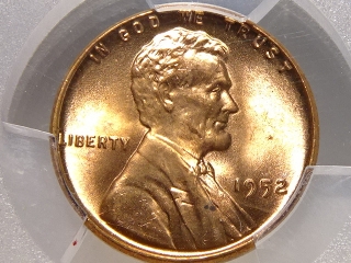 1952 Lincoln Cent MS65 Red PCGS