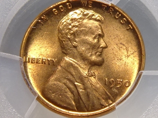 1950 Lincoln Cent MS65 Red PCGS