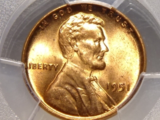 1951 Lincoln Cent MS65 Red PCGS