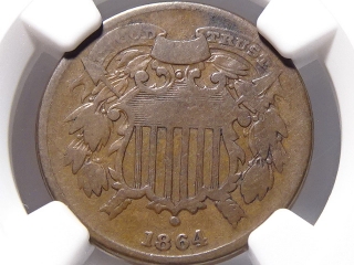 1864 Two Cent Piece VG8 NGC Small Motto