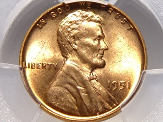 1951 Lincoln Cent MS65 Red PCGS