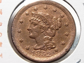 1852 Large Cent VF-XF Detail