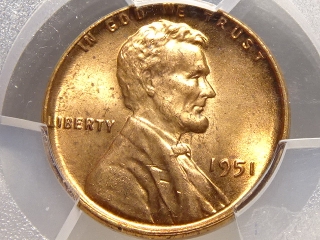 1951 Lincoln Cent MS65 Red PCGS