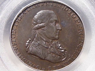 1795 Washington Grate Half Penny MS62 Brown PCGS