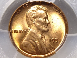 1951 Lincoln Cent MS65 Red PCGS