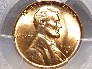 1951-D Lincoln Cent MS65 Red PCGS