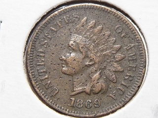 1869 Indian Cent F12 Detail