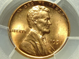 1951 Lincoln Cent MS65 Red PCGS