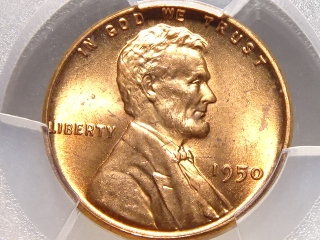 1950 Lincoln Cent MS65 Red PCGS