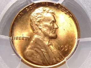 1951 Lincoln Cent MS65 Red PCGS